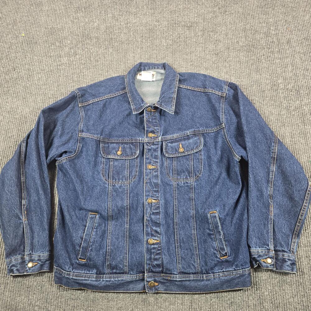 Wrangler Rugged Wear Jacket Mens 2XL Blue Denim Button Western Cowboy RJK30AN